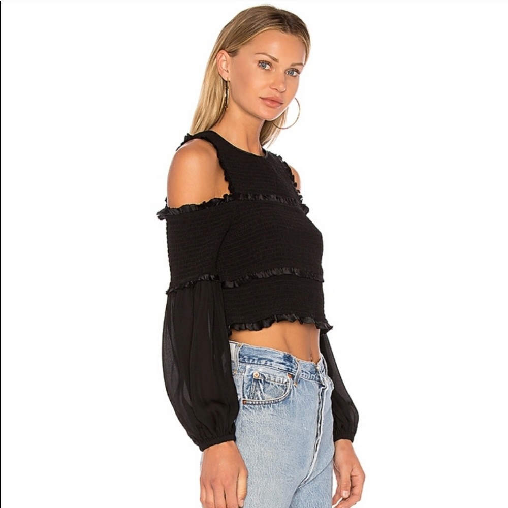 Cinq a Sept Pascal Cold Shoulder Shirred Top